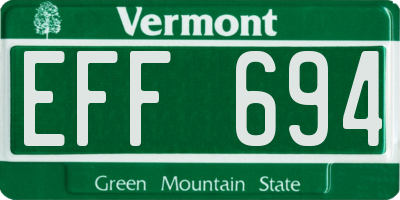 VT license plate EFF694