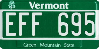 VT license plate EFF695