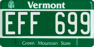 VT license plate EFF699