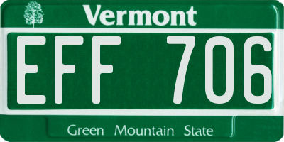 VT license plate EFF706
