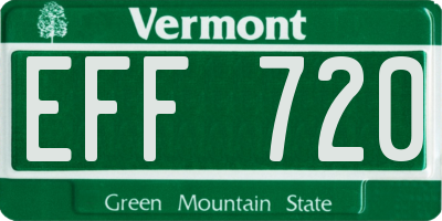 VT license plate EFF720