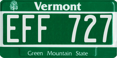 VT license plate EFF727