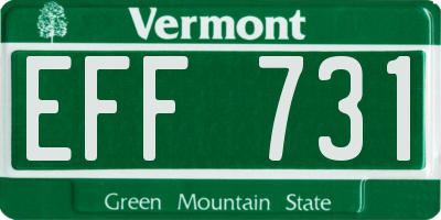 VT license plate EFF731