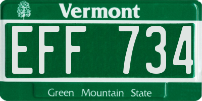 VT license plate EFF734