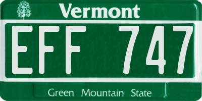VT license plate EFF747