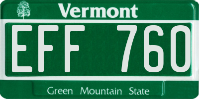 VT license plate EFF760