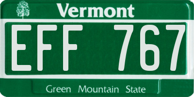 VT license plate EFF767
