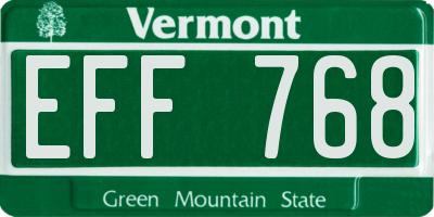 VT license plate EFF768