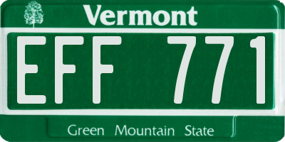 VT license plate EFF771