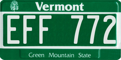 VT license plate EFF772