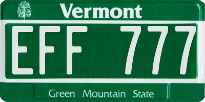 VT license plate EFF777
