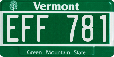 VT license plate EFF781