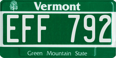 VT license plate EFF792