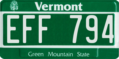 VT license plate EFF794