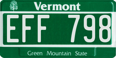 VT license plate EFF798
