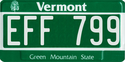 VT license plate EFF799