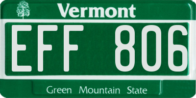 VT license plate EFF806