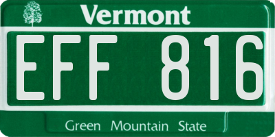 VT license plate EFF816