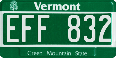 VT license plate EFF832