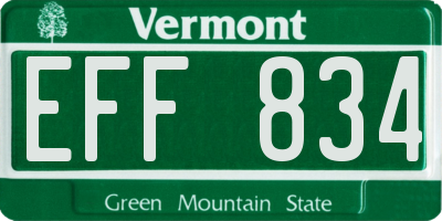 VT license plate EFF834