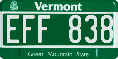 VT license plate EFF838