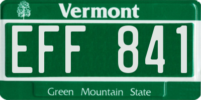VT license plate EFF841