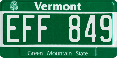 VT license plate EFF849