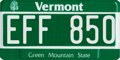VT license plate EFF850