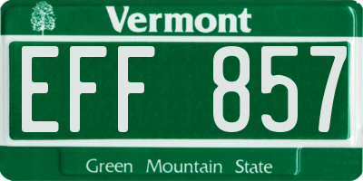 VT license plate EFF857
