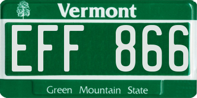 VT license plate EFF866