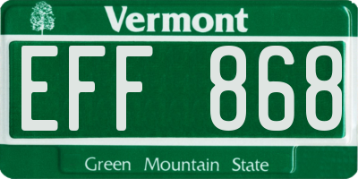 VT license plate EFF868