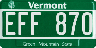 VT license plate EFF870
