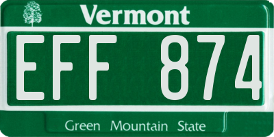VT license plate EFF874