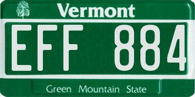 VT license plate EFF884
