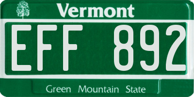 VT license plate EFF892