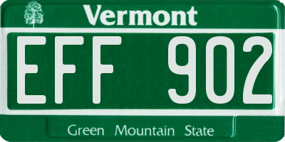 VT license plate EFF902