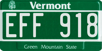 VT license plate EFF918