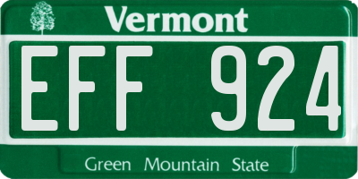 VT license plate EFF924