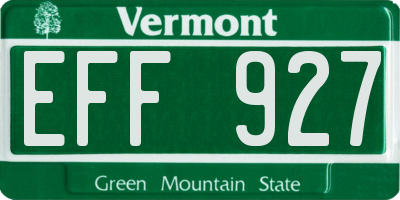 VT license plate EFF927