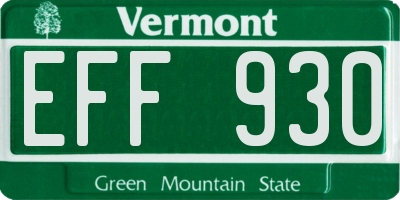 VT license plate EFF930
