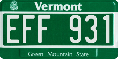 VT license plate EFF931