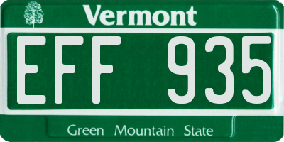 VT license plate EFF935
