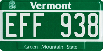 VT license plate EFF938