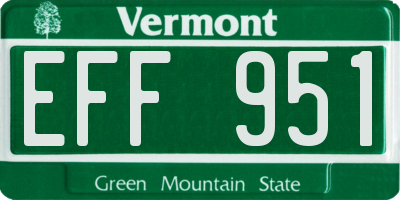 VT license plate EFF951
