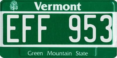VT license plate EFF953
