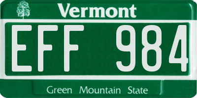 VT license plate EFF984