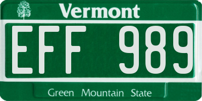 VT license plate EFF989