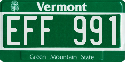 VT license plate EFF991