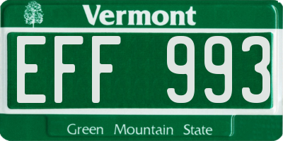 VT license plate EFF993