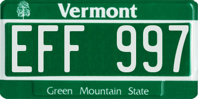VT license plate EFF997